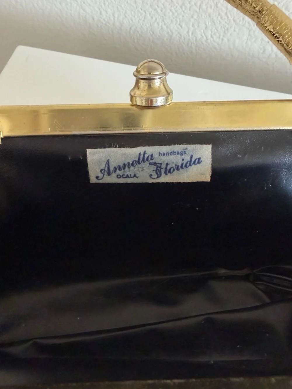 Vintage Metallic Gold Top Handle Handbag